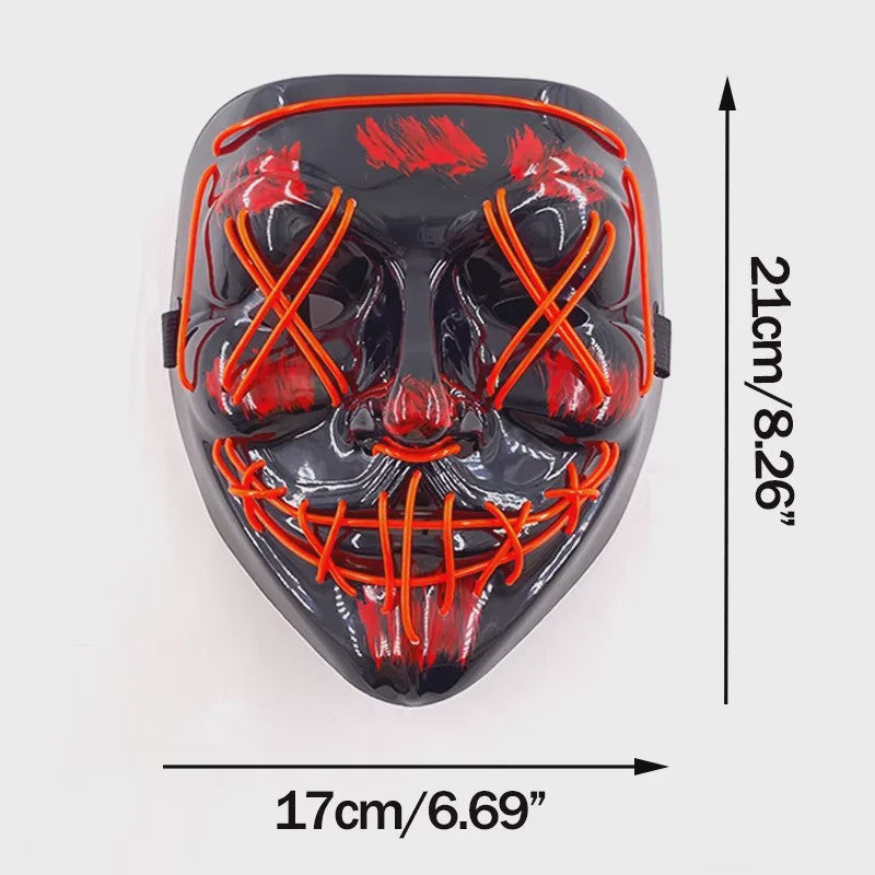 Verlicht LED Neon Purge Masker met Fiber Optic Handschoenen - Halloween & Feest