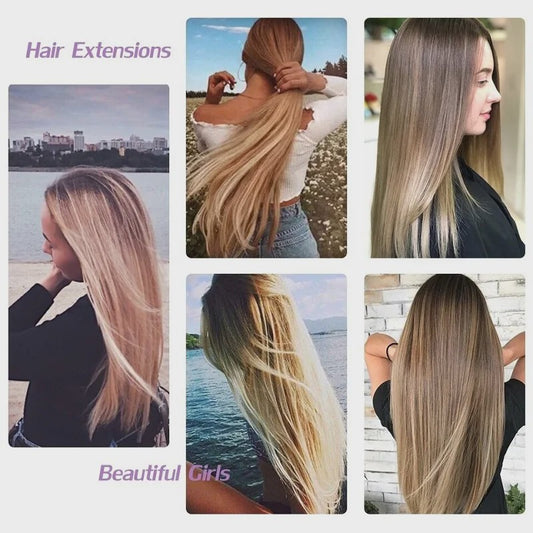Synthetische Clip-in Haarverlengingen 24 Inch - Lang Steil, Hittebestendig, Diverse Kleuren
