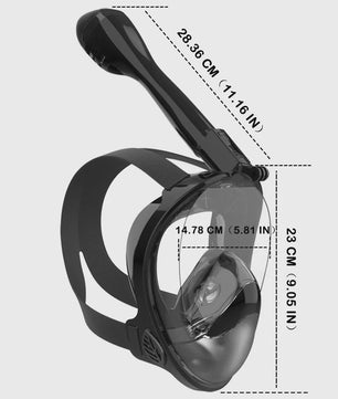 Full Face Snorkel Masker met 180° Panoramisch Zicht, Anti-lek & Anti-condens - Veilig Ademhalen & Camera Mount