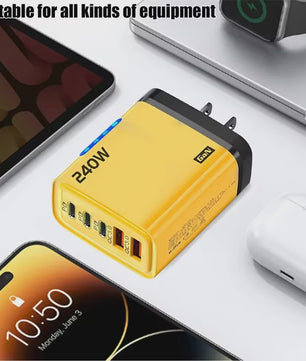 240W GaN 5-Poorts Snellader | USB-C PD & QC 3.0 | EU/US Stekker