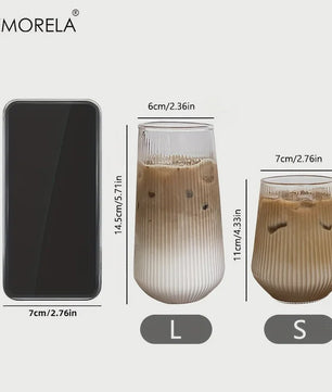 Set van 4 of 6 Hittebestendige Glazen Mokken met Verticale Ribbels - Koffie, Thee, Water, Sap