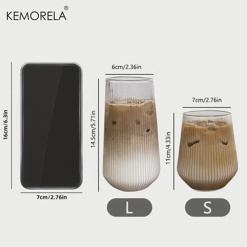Set van 4 of 6 Hittebestendige Glazen Mokken met Verticale Ribbels - Koffie, Thee, Water, Sap