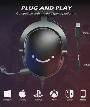 FIFINE H9 Gaming Headset: 7.1 Surround Sound, USB & 3.5mm Jack, Volume & Mute Control