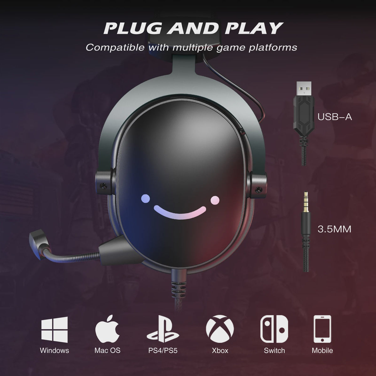 FIFINE H9 Gaming Headset: 7.1 Surround Sound, USB & 3.5mm Jack, Volume & Mute Control