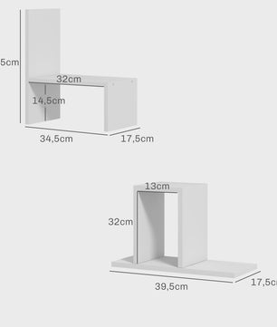 HOMCOM Modulair Bureau Organizer Systeem - 2 Delig, Wit MDF