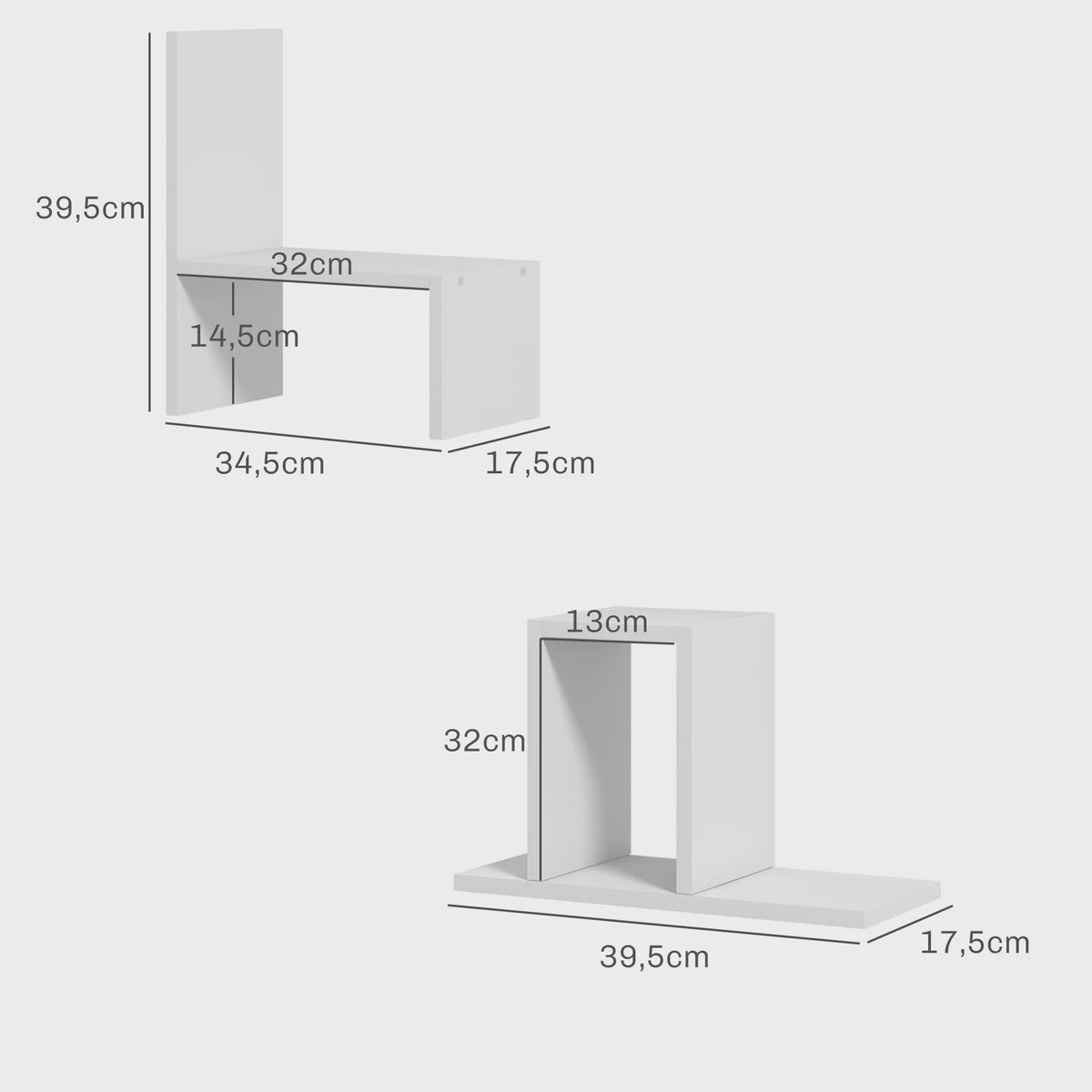 HOMCOM Modulair Bureau Organizer Systeem - 2 Delig, Wit MDF