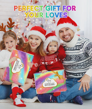 Regenboog Badbommen Set voor Kinderen - Handgemaakt, 4 Stuks, Cadeau voor Meisjes en Jongens