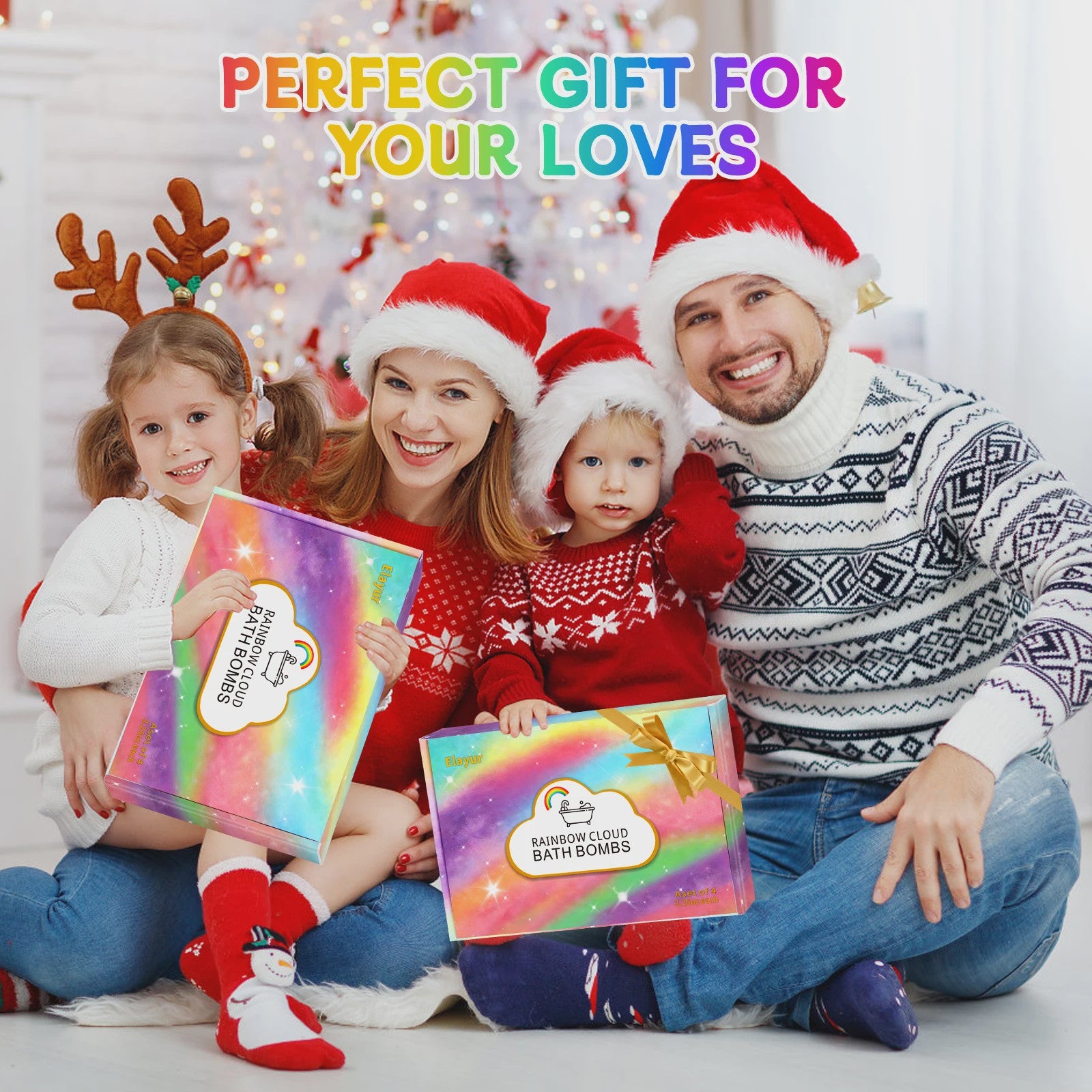Regenboog Badbommen Set voor Kinderen - Handgemaakt, 4 Stuks, Cadeau voor Meisjes en Jongens