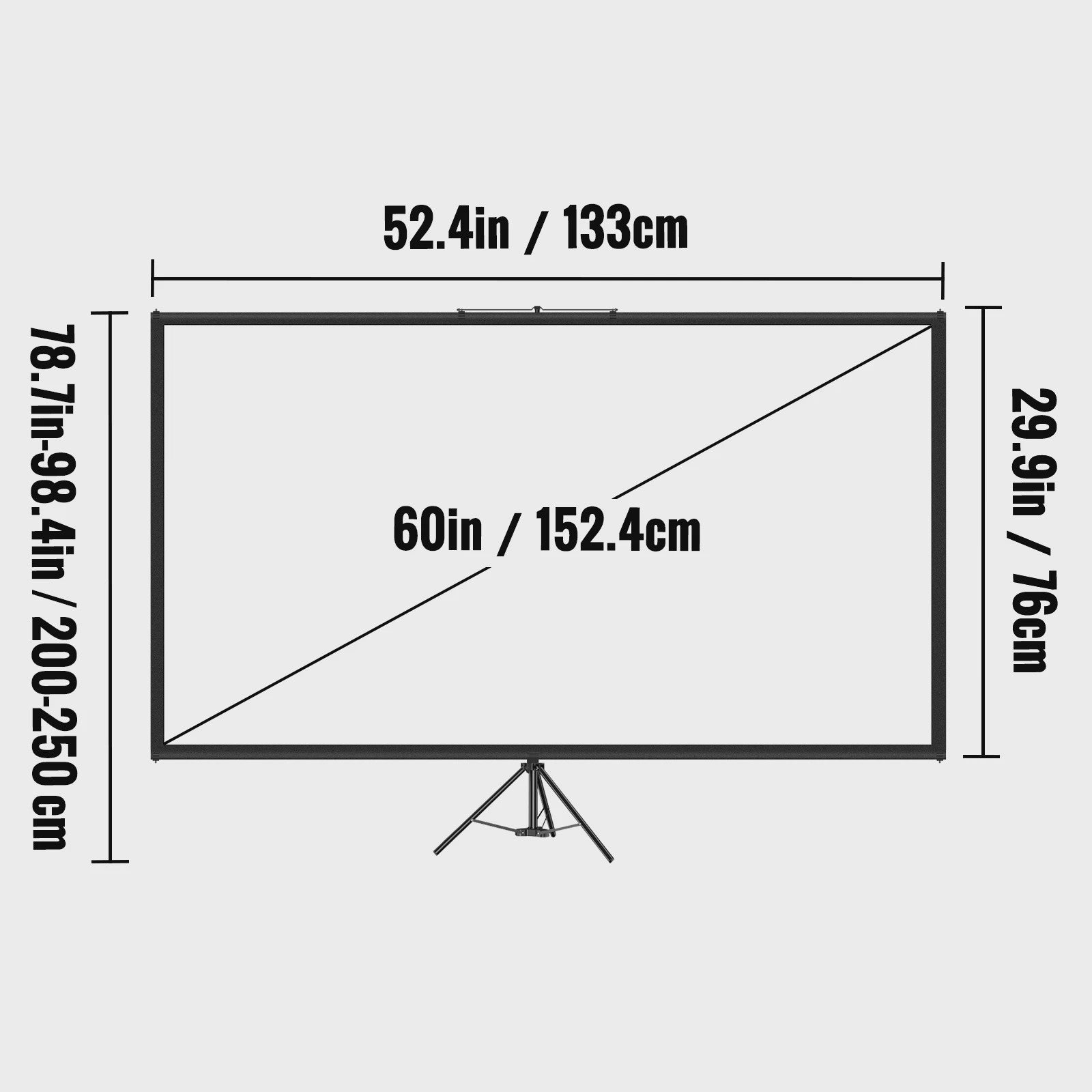 Draagbaar Projectiescherm met Statief - 16:9 4K HD - 60 t/m 110 Inch - Voor Binnen & Buiten Bioscoop
