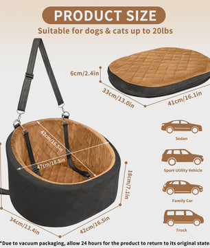 Veilige Hond Auto Stoel met Veiligheidsharnas & Anti-slip Bodem - Wasbaar