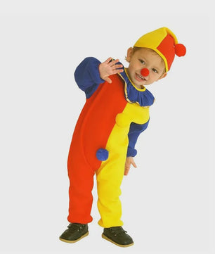 Kind Clown Kostuum met Muts - Feestelijk Jumpsuit voor Jongens & Meisjes