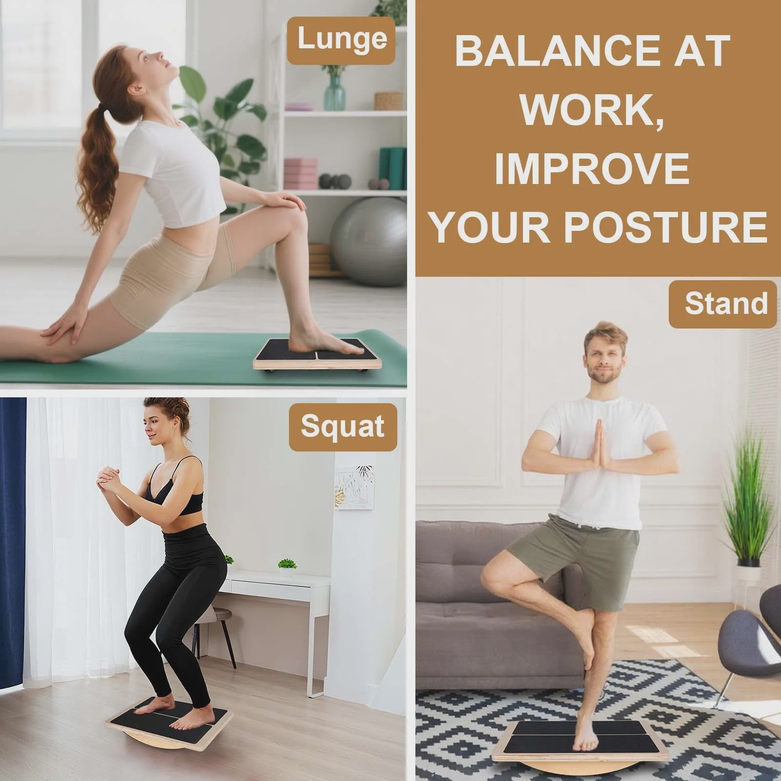 Verstelbare Houten Incline Board & Balansbord - Fitness, Yoga, Pilates