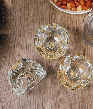Luxe Kristalglas Shotglas 50ml met Dubbele Bodem en Goudfolie - Perfect voor Vodka, Sake of Thee