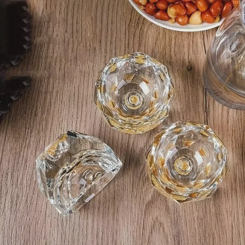 Luxe Kristalglas Shotglas 50ml met Dubbele Bodem en Goudfolie - Perfect voor Vodka, Sake of Thee