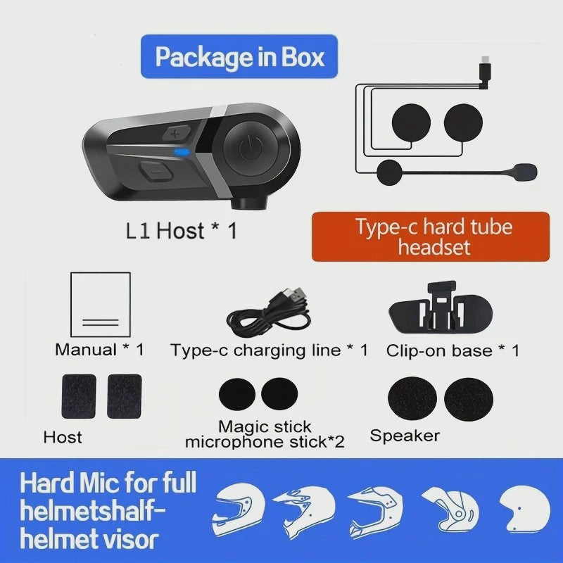 Bluetooth 5.3 Motorhelm Headset - Handsfree Bellen, Muziek & Waterdicht