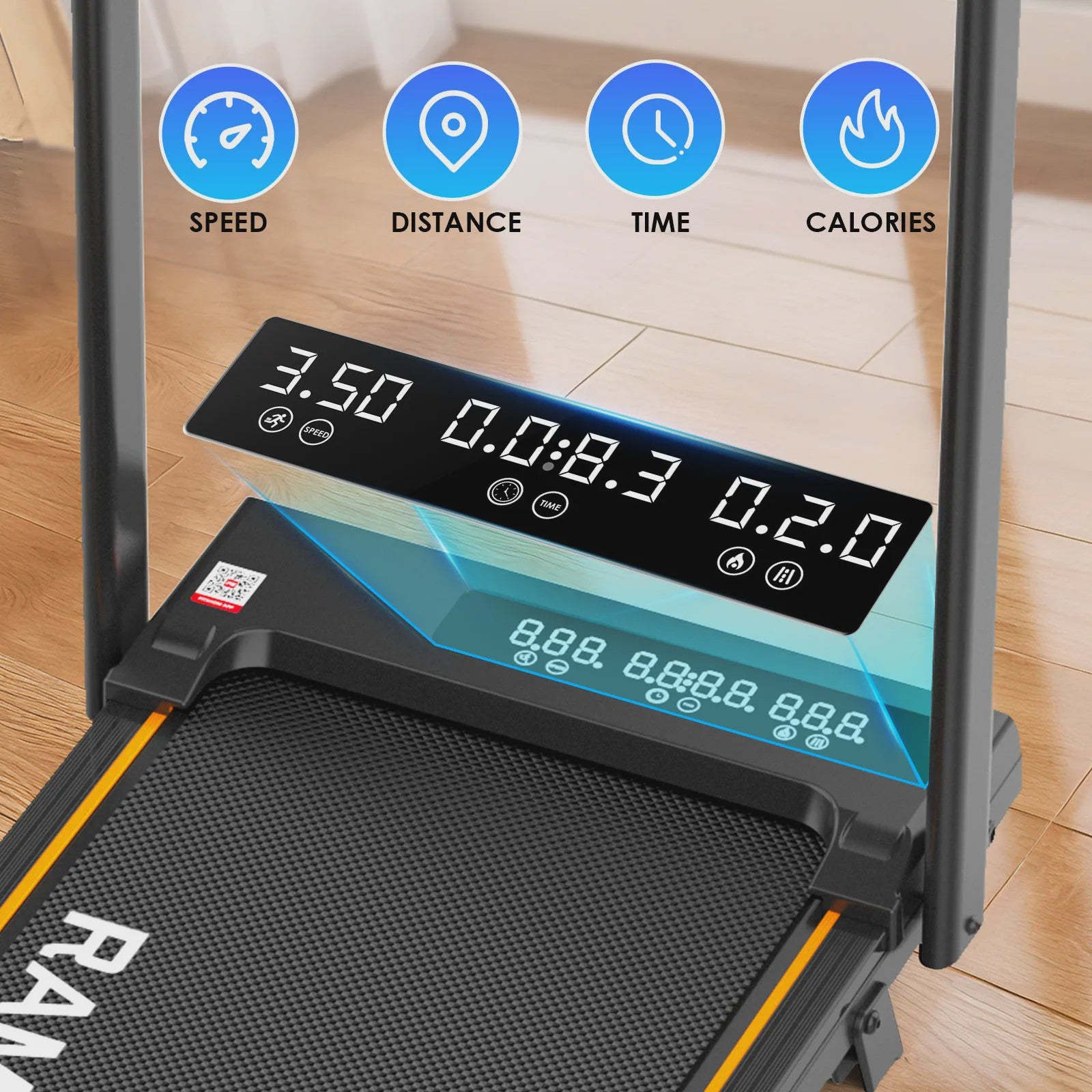 RAMYPOKET Opvouwbare Walking Pad Loopband met 9% helling, 2.5PK, 1-10 km/u, APP & LED, max 150kg
