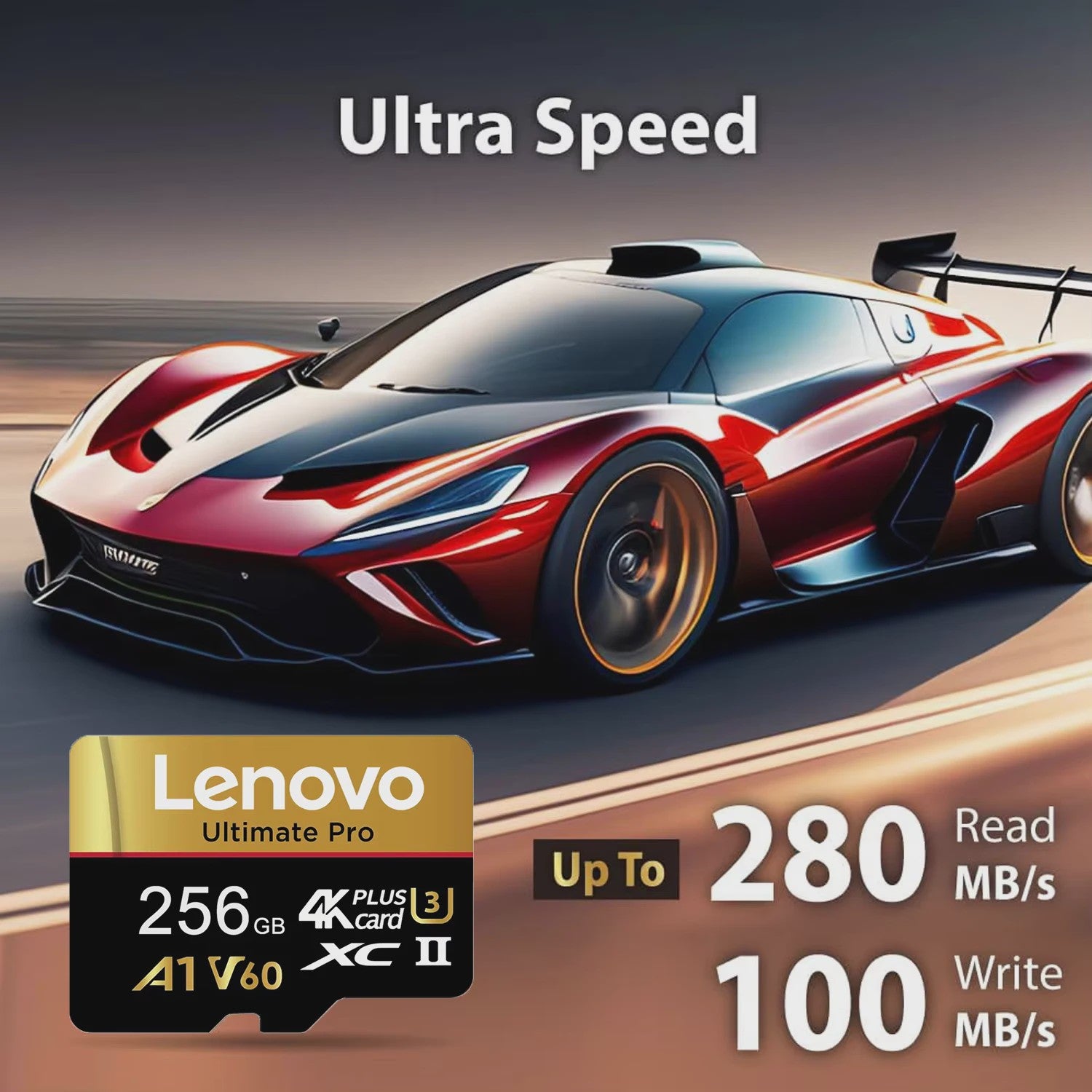 Lenovo Ultimate Pro Micro SDXC Kaart - 512GB, 4K UHD, V60, A1, Hoge Snelheid