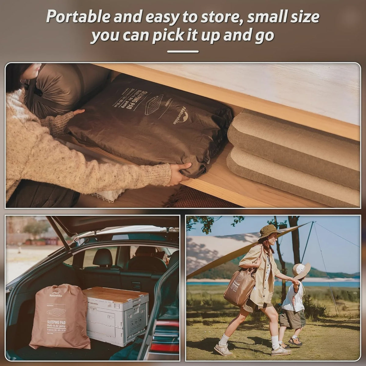 Naturehike Luchtbed 38cm Zelfopblazend met Ingebouwde Pomp - Comfortabel Kampeerbed voor 2-3 Personen