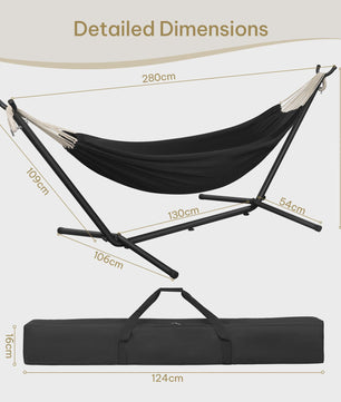 Draagbare Dubbele Hangmat met Onderstel - 250kg Capaciteit voor 2 Personen - Outdoor & Camping