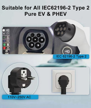 Draagbare EV Charger 16A Type 2 met Schuko Stekker - Laadkabel voor Elektrische Auto's
