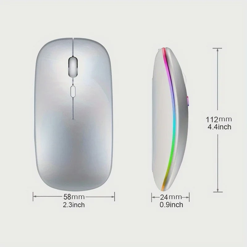 Draadloze Oplaadbare Muis met LED Verlichting - Stille Klik & Dual Mode (Bluetooth/2.4Ghz) voor PC/Laptop