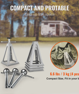 4x Aluminium RV Stabilisator Jack - 6000 Lbs Hefvermogen per stuk - Leveling Jacks voor Camper & Caravan