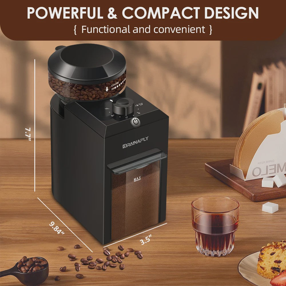 Elektrische Koffiemolen met 28 Instellingen voor Espresso, French Press & Filterkoffie