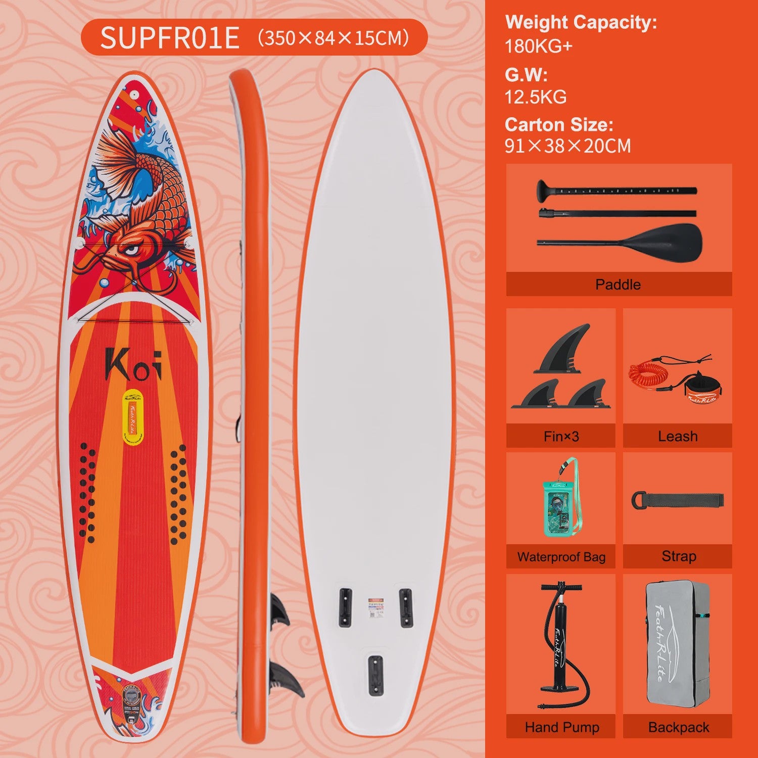 Opblaasbaar SUP Board 320-350cm met Complete Accessoireset - Ideaal voor Volwassenen