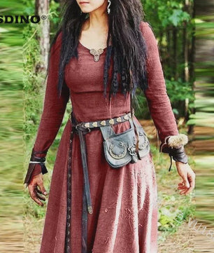 Middeleeuwse Maxi Jurk voor Dames - Vintage Elf/Renaissance Stijl met Lange Mouwen