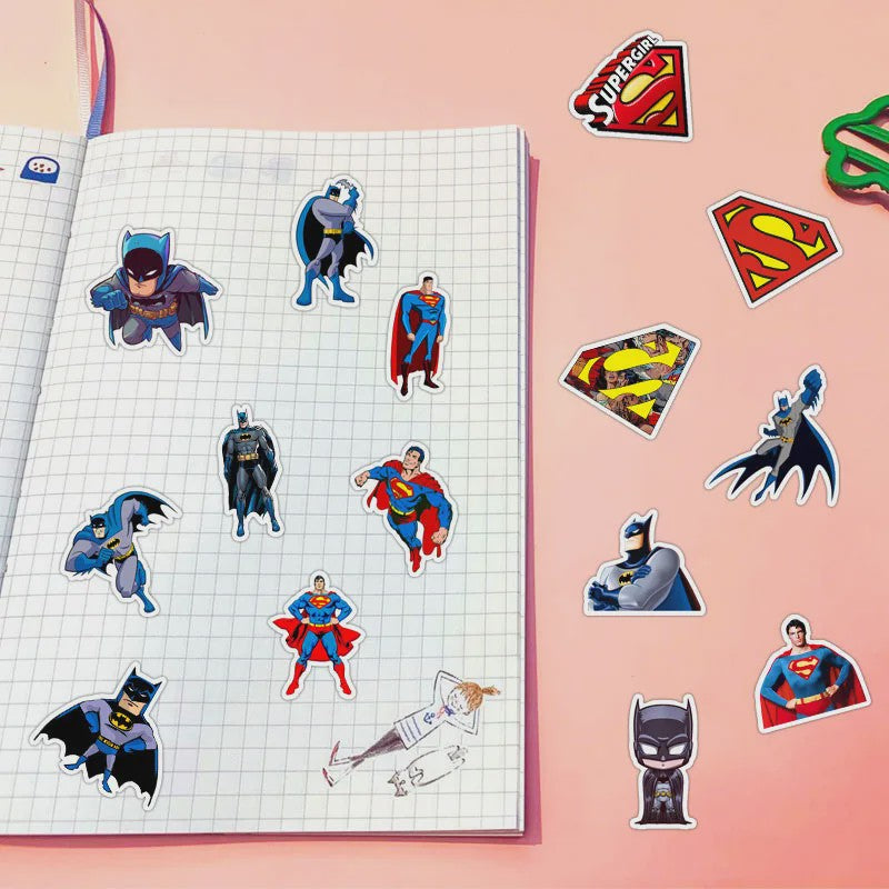 45-delige set Superheld Stickers: Batman & Superman voor Kinderen