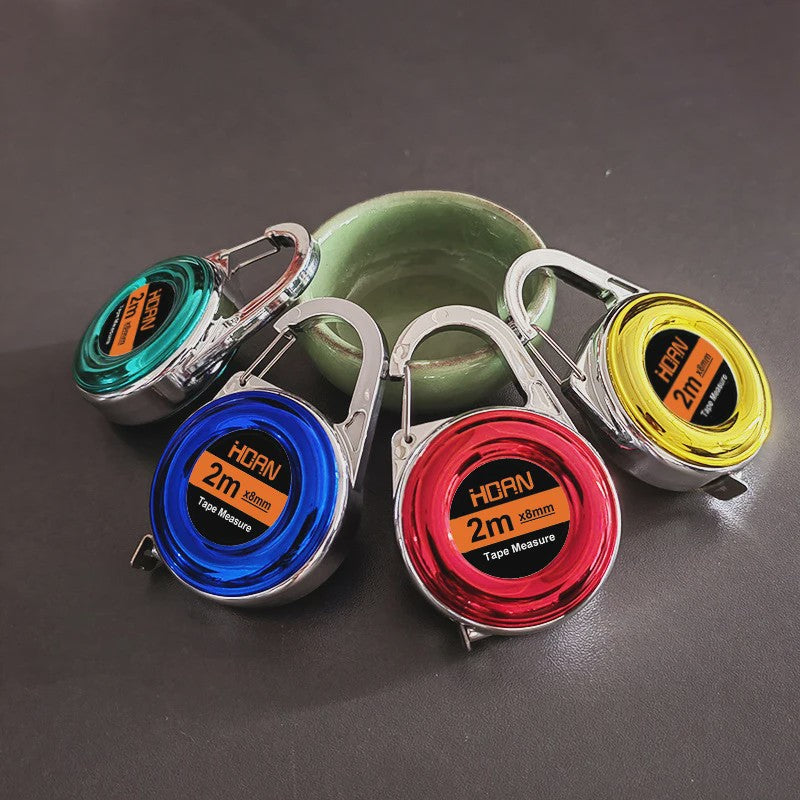 Mini Rolbandmaat met Sleutelhanger - 2 Meter Staal - Compact & Multifunctioneel