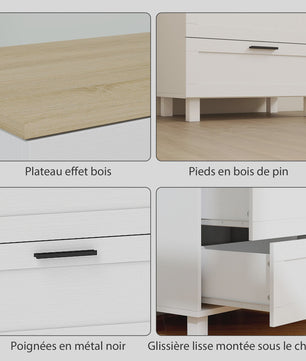 HOMCOM Nachtkastje met 3 Lades en Houten Effect Blad - Stijlvol en Praktisch