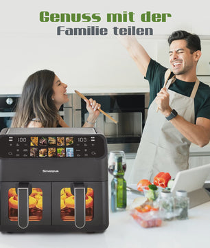 Dubbele Airfryer 9L met Zichtvenster & Touchscreen - Gezond Frituren