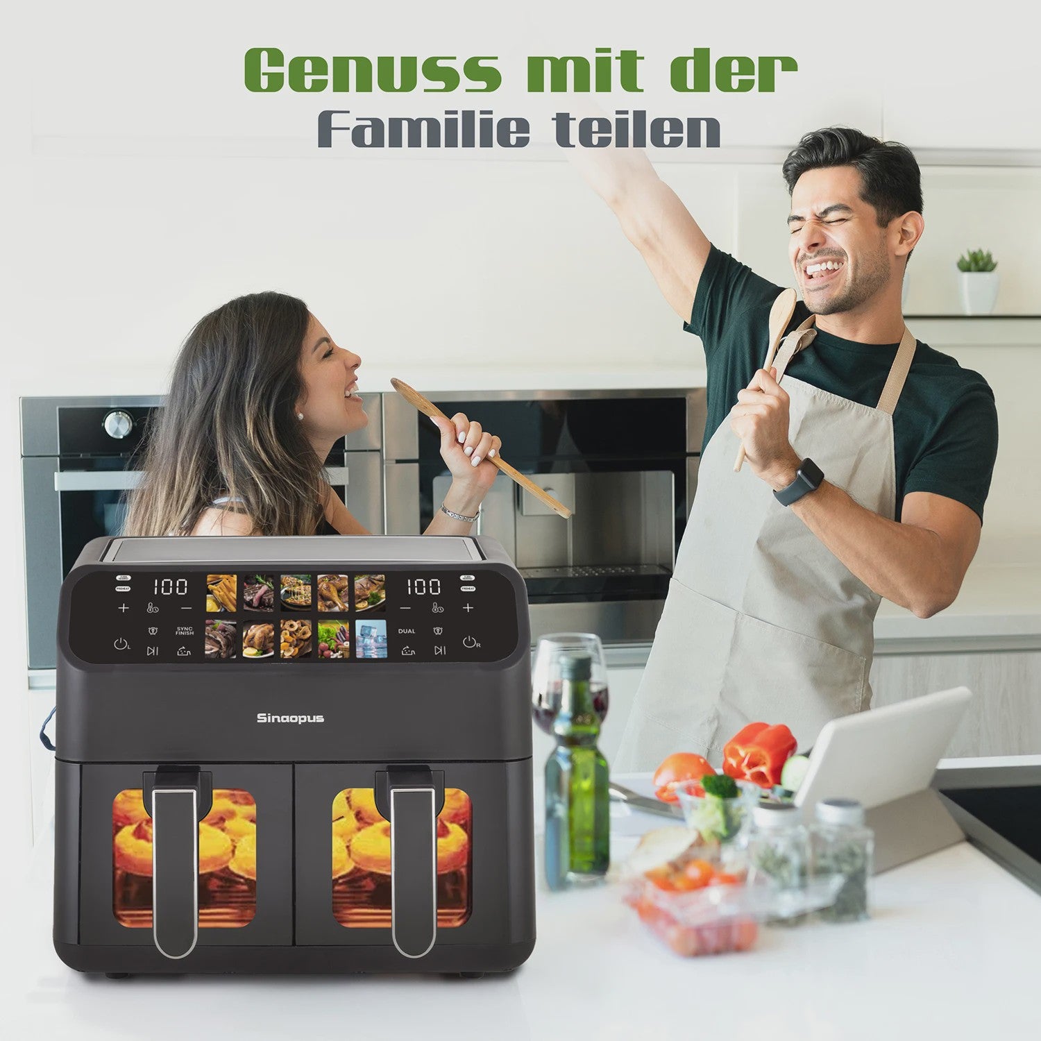 Dubbele Airfryer 9L met Zichtvenster & Touchscreen - Gezond Frituren