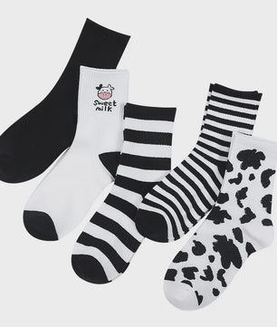 Schattige Koeienprint Sokken voor Dames & Meisjes - Trendy Streetwear & Casual Stijl