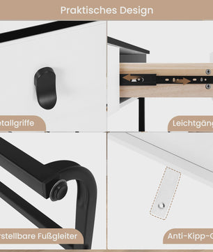 Moderne Kaptafel met LED Verlichting, Verstelbare Spiegel en Ruime Opbergruimte