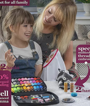 Complete Naaiset Koffer - Multifunctioneel DIY Naaiset met Kleurrijk Garen en Accessoires