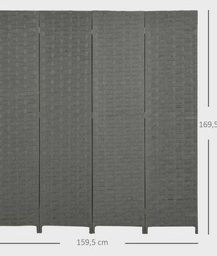 HOMCOM Houten Kamerscherm - 4 Panelen Kamerverdeler - 159,5 x 169,5 cm