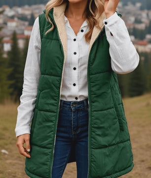 Dames Winter Vest met Capuchon - Fleece Gevoerd Katoen