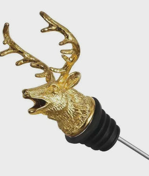 Gouden Hertenkop Fles Stopper & Schenktuit - Stijlvolle Wijn & Olie Dispenser