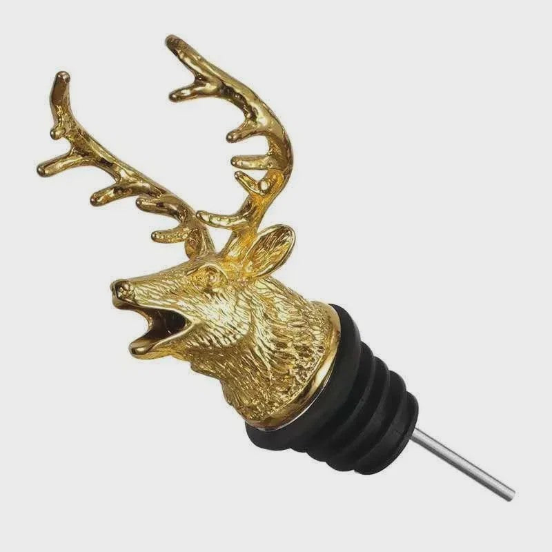 Gouden Hertenkop Fles Stopper & Schenktuit - Stijlvolle Wijn & Olie Dispenser