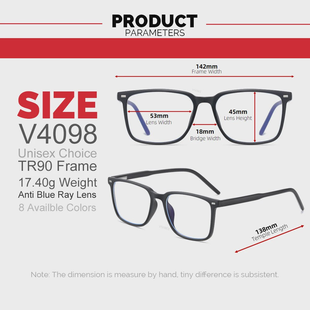 VIVIBEE Klassieke Blauw Licht Blokkerende Bril voor Heren - TR90 Frame, Anti-Ray, Computer & Gaming