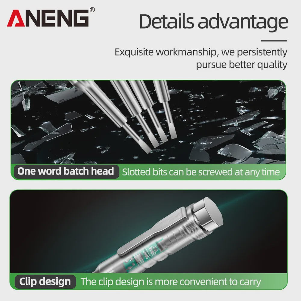 ANENG B14 Spanningsmeter Testpen Schroevendraaier 24-250V met Geluid & Licht Alarm