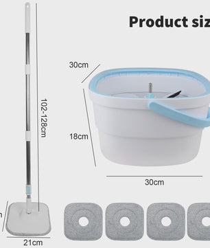 360° Dweil Set met Wring Systeem en Microvezel Pads - Verstelbare Steel