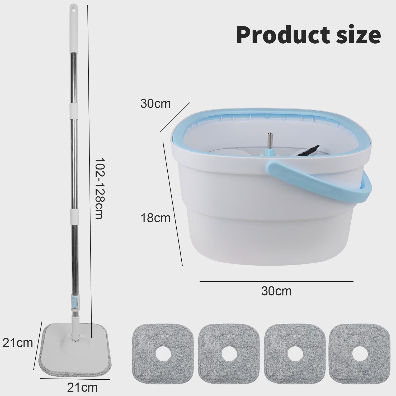360° Dweil Set met Wring Systeem en Microvezel Pads - Verstelbare Steel