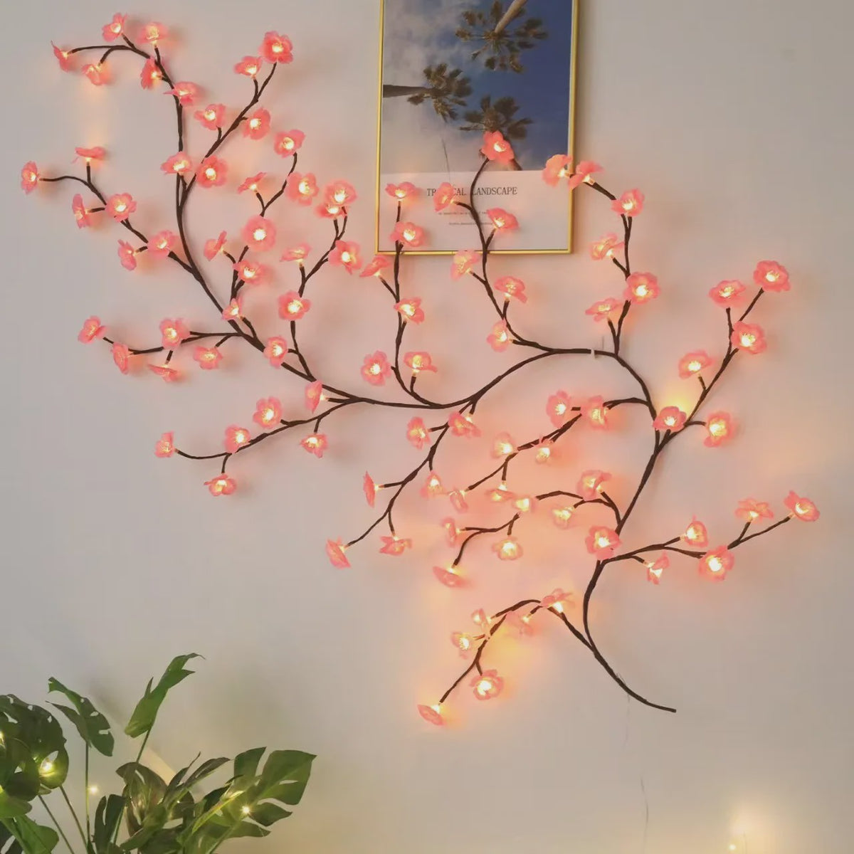 USB Kersenhout Bloesem Slingerlicht met 8 standen - Sfeervolle Decoratie