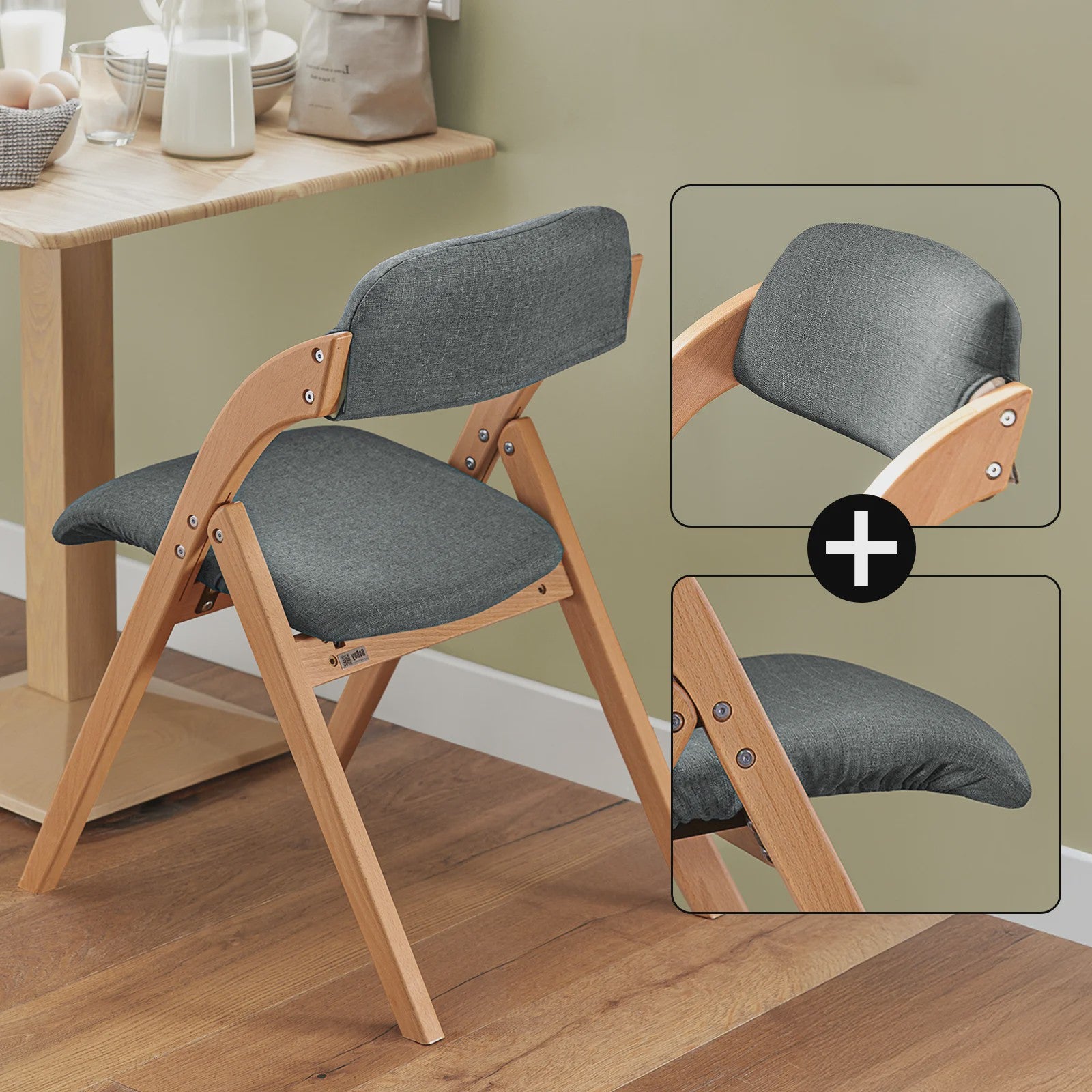 Opvouwbare Keukenstoelen met Gestoffeerde Zitting en Rugleuning - Set van 2