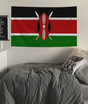 Kenya Vlag Banner - Duurzaam Polyester met 4 Ophangogen - Decoratie voor Binnen & Buiten