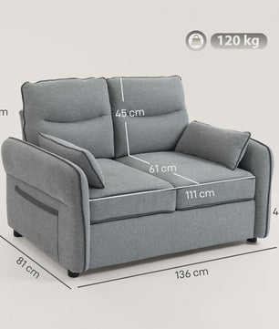 Homcom 2-Zitsbank Egyptisch Fluweel 136 cm - Comfortabel, Stijlvol en Praktisch
