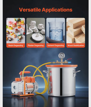 Vacuümkamer met 3.5 CFM Vacuümpomp - 3 of 5 Gallon - Voor Harsontgassing & Houtstabilisatie